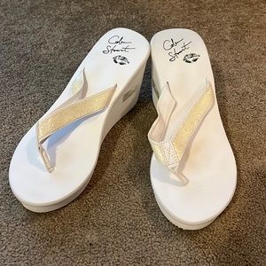 White Wedge Sandals